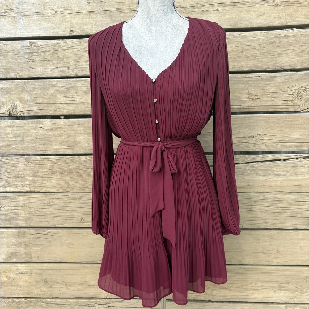 Ever New Burgundy Long Sleeve Dress Sz 4 - Picture 13 of 14